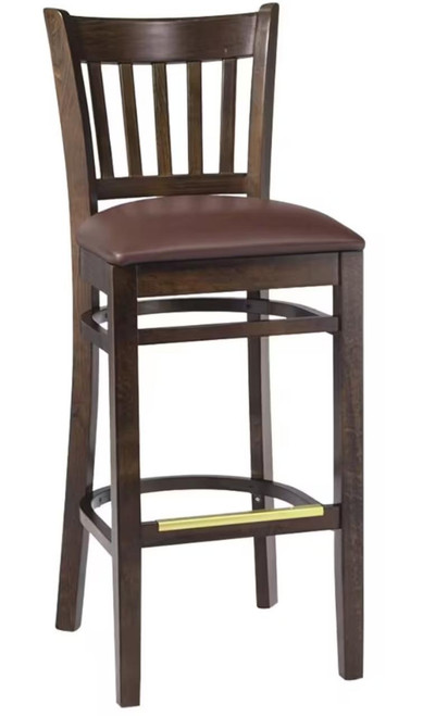 Gladiator Walnut Vertical Back Wooden Bar Stool with Choice of 3 Stock Vinyl Seats