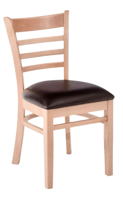 Gladiator Solid Wood Ladder-Back Commercial Restaurant Chair in Natural (Multiple Vinyl Options!)