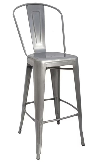 Distressed Clear Steel Tolix-Style Restaurant Bar Stool