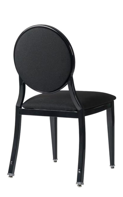 Elio Quickship Steel Stackable Banquet Chair in Black with Fabric Upholstery — Black Fabric, Black