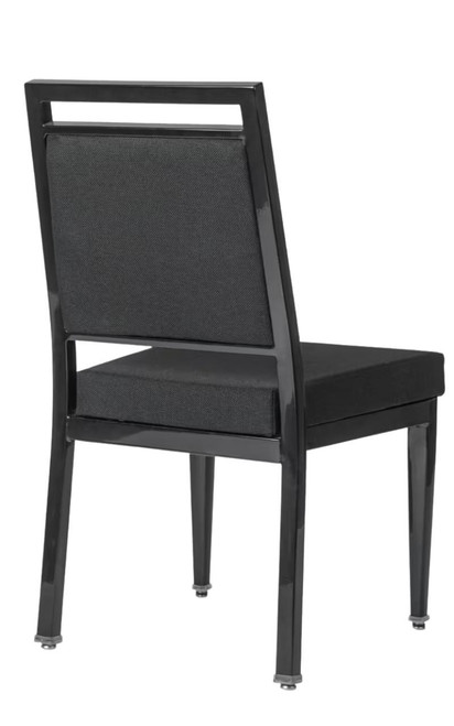 Atticus Quickship Steel Stackable Banquet Chair in Black with Fabric Upholstery — Black Fabric, Black Powder-Coated Steel