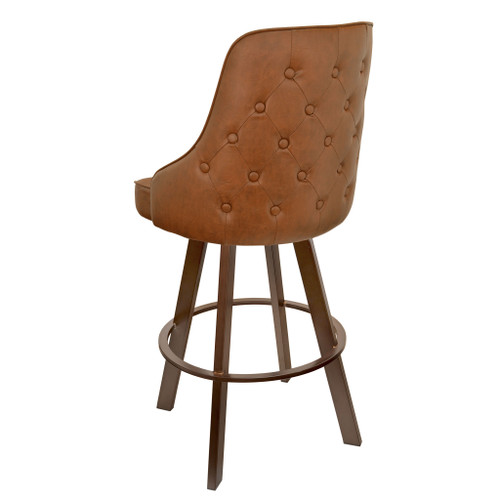 Gladiator Tufted Back 950 Vinyl Bucket Bar Stool on Rust 900 Base