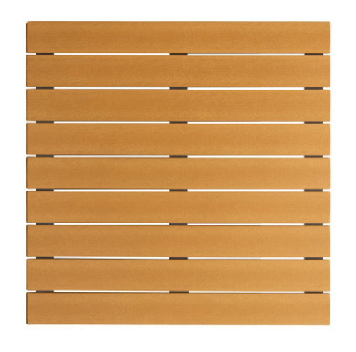 Atlantic Collection Outdoor Table Top with Teak-Inspired Poly Slats in Tan
