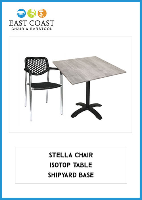 Stella Chair, IsoTop Table, Shipyard Table Base