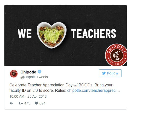 Chipotle Teacher Deal