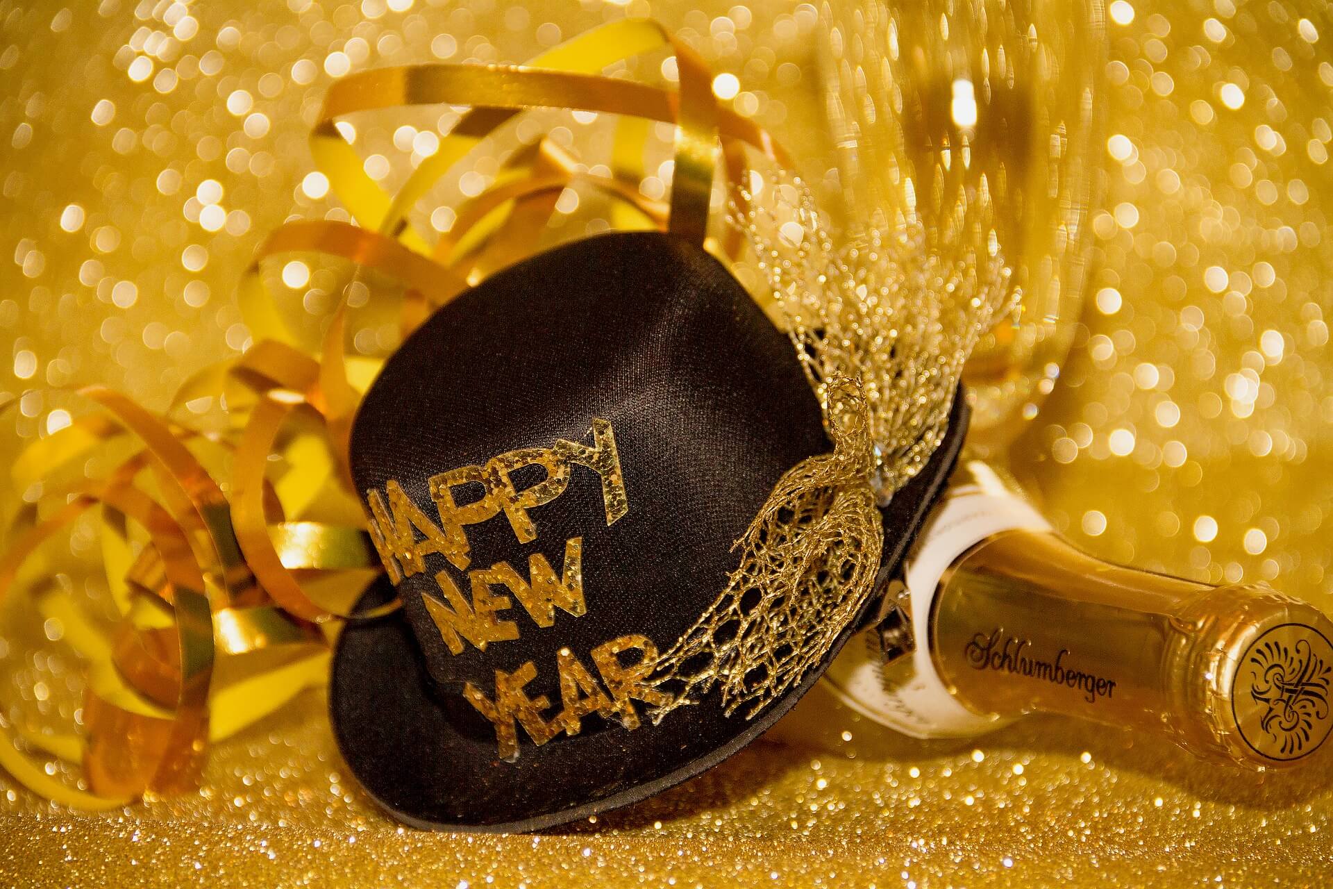 New Year's Eve Hat and Champagne 