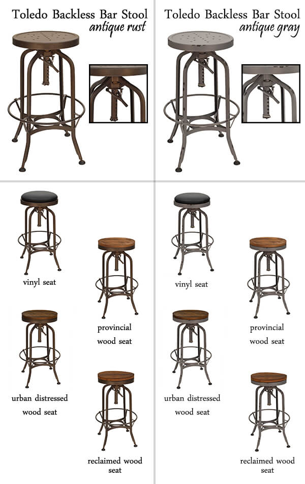 Toledo Backless Bar Stool Finishes