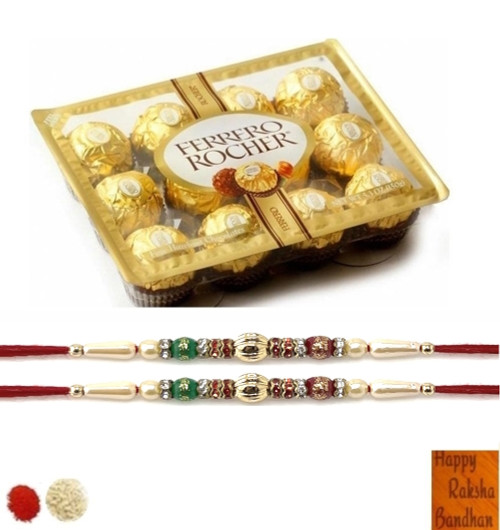Set of 2 beautiful Rakhi with Ferrero Rocher (12pc)