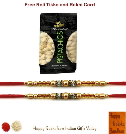 Set of 2 Beautiful Rakhi with Wonderful Pistachios