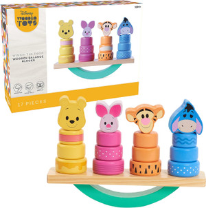 Just Play Disney Wooden Toys Winnie the Pooh Balance Blocks, 17-Piece