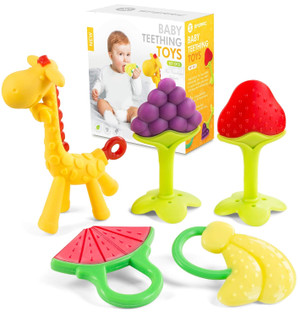 Baby Teething Toys for Newborn (5-Pack) Freezer Safe BPA Free Infant a