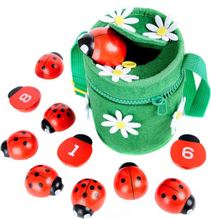 Counting Ladybugs - Montessori Wooden Counting Toy for Girls 3 4 5 Yea