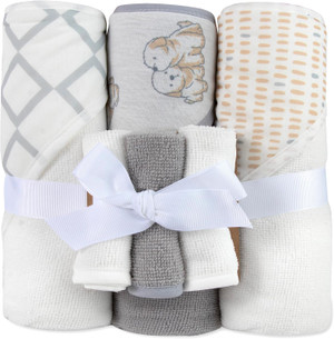 Hooded Baby Bath Towel and Washcloth 6 Piece Set for Newborns Infants