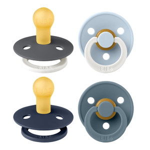 BIBS Colour Soother 4-Pack | BPA Free Dummy Pacifier | Round Nipple |