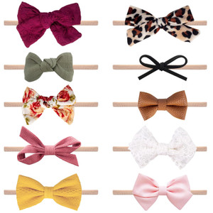 Baby Girl Headbands and Bows, Newborn Infant Toddler Nylon Elastics Ha