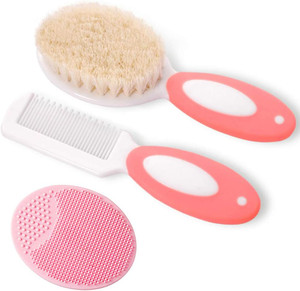 Baby Hair Brush and Comb Set for Newborns & Toddlers，Natural Soft Bris