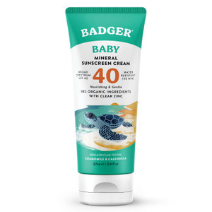 Badger SPF 40 Baby Reef Safe Natural Mineral Sunscreen Cream with Clea