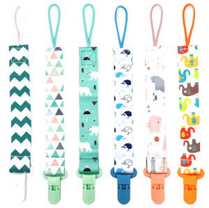OnlyBP® Set 6 Baby Pacifier Holder Clip - Pacifier Clip for Boys and G