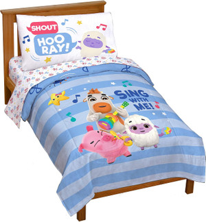 Jay Franco Moonbug Little Baby Bum Sing with Me 4 Piece Toddler Bed Set - Super Soft Microfiber Bed Set Includes Toddler