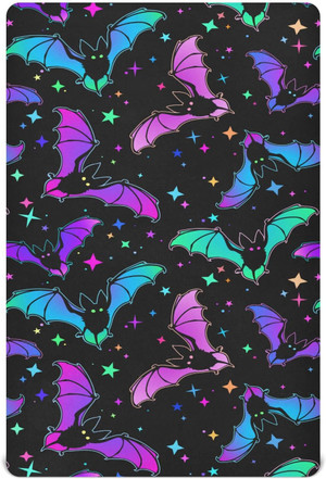 Halloween Bats Stars Crib Sheets Soft Breathable Fitted Baby Crib Sheets Mattress Cover for Girl Boys, 52" x 28" x 9"