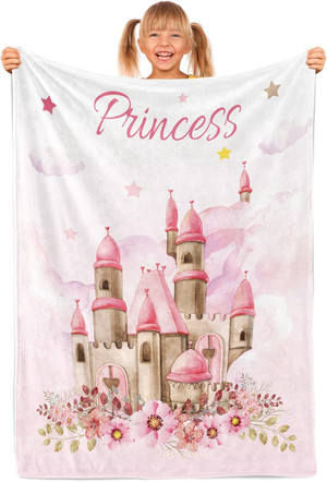 Baby Blanket for Girls, Castle Princess Blanket for Kids Girls, Soft Fleece Castle Princess Blanket for Toddler Baby Gir