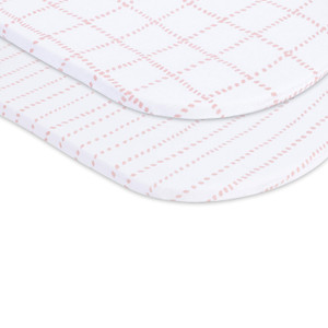 Bassinet Sheet Jersey Knit Cotton for Baby Girl Flexible Fit for Multiple Size Bassinet Mattresses & Mini Co-Sleepers, D