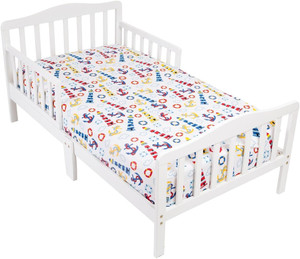 Mellanni Toddler 3 Piece Set Light-House - Includes Fitted Sheet, 2 Pillowcases Standard and Toddler - Fits Baby Crib To