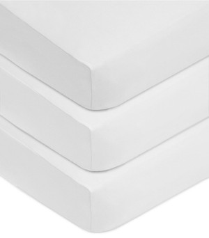 TL Care 3 Pack Fitted Crib Sheets 28" x 52", Soft Breathable Neutral 100% Cotton Jersey Sheet, White, for Boys and Girls