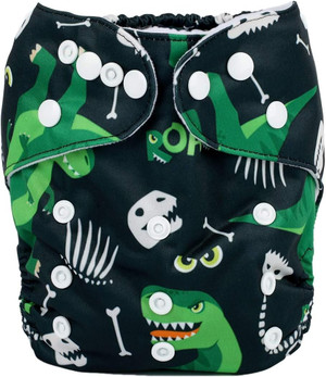 Baby Pocket Diaper Nappy Reusable Washable 8lbs to 36lbs (Dinosaur)