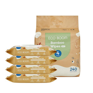 ECO BOOM Bamboo Viscose Wipes - Biodegradable, Fragrance-Free, Gentle