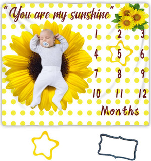 Baby Monthly Milestone Blanket for Baby,You are My Sunshine Sunflower Baby Monthly Milestone Blanket,Baby Month Blanket