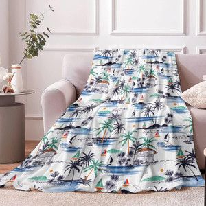 Throw Blanket Hawaiian Flannel Fleece Blanket, Comfy Plush Throw Blanket Lightweight Warm Hawaiian Blanket for Couch Sof