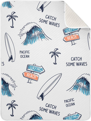 Swaddle Blanket Surfboard Palm Trees Waves Cotton Blanket for Infants, Receiving Blanket, Lightweight Soft Swaddling Bla