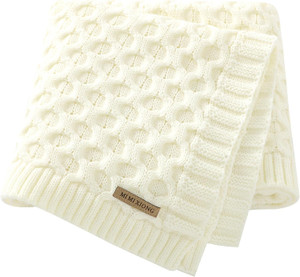 Baby Blanket Knitted Swaddle Blankets for Toddler Newborn Boys Girls Cozy Lightweight Receiving Blanket White 30 x 40 In