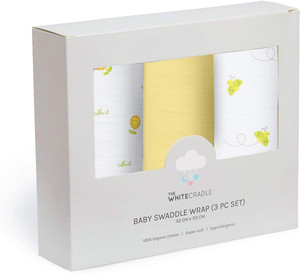 Newborn Baby Muslin Swaddle Blanket Wrap 3pcs for Boy & Girl, Pure Organic Cotton Double Layer Muslin Cloth - Super Soft