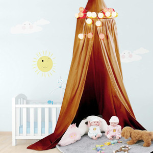 Zerodis Bed Canopy, Hanging Crib Canopy Round Dome Play Tent Room Multicolor Net Curtain for Toddler Kid Baby Games Hous