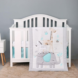 Brandream Safari Bedding Sets for Boys | 3 Piece Nursery Set | Crib Comforter, Fitted Crib Sheet, Crib Skirt Included El