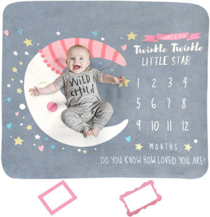 Baby Monthly Milestone Blanket Newborn Baby Months Blanket for Baby Girls or Boys Soft Plush Flannel Photography Backgro