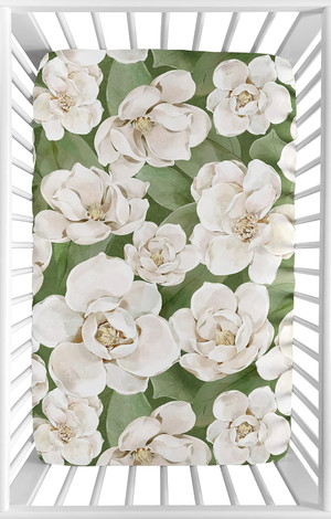 Sweet Jojo Designs Sage Green Boho Flower Floral Girl Fitted Mini Crib Sheet Baby Nursery Infant Newborn Bed Room Portab