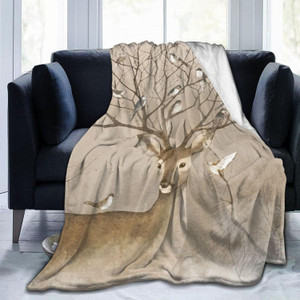 Retro Wildlife Animal Deer Baby Blankets Soft Warm Fuzzy Plush Bed Throw Blanket for Newborn Infant Toddler Girls Boys K