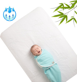 Bamboo Rayon Baby Crib Mattress Protector - Waterproof Breathable Cooling Fitted Mattress Cover 28x52 inches (single pac