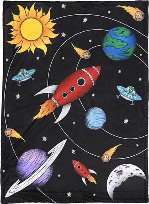 Outer Space Theme | Minky Fleece Baby Blanket