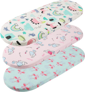 Bassinet Sheet Set 3 Pack Jersey Knit Ultra Soft Flexible Breathable Baby Girl Boy Fit for Halo, MiClassic, Chicco Lulla