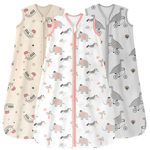 Baby Sleep Sack 12-18 Months 3 Pack 100% Cotton Lightweight 0.5 TOG Wearable Blanket Baby Sleep Bag with 2-Way Zipper fo