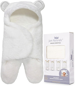 Jam Naturals- Baby Swaddle Blanket, Cute Bear Organic Receiving Swaddling Wrap, Gender Neutral Soft Newborn Baby Registr