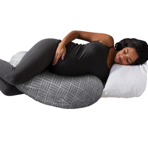 Boppy Cuddle Pregnancy Pillow, Gray Basket Weave, Comfy Body-conforming Hypoallergenic Fiber Fill and Easy-on Removable