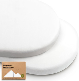2-Pack Organic Bassinet Sheets for Girls, Boys - 100% Cotton Bassinet Mattress Sheets Compatible with Halo Bassinest Swi