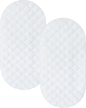 Bassinet Mattress Pad Cover 2 Pack Quilted Bassinet Mattress Protector Waterproof Bassinet Sheets (32"x17") for Boys & G
