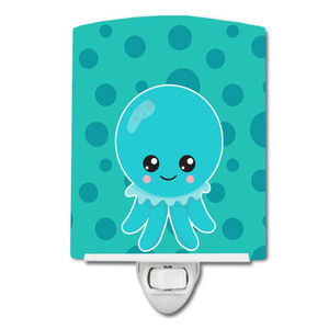 Caroline's Treasures BB8794CNL Ocean Octopus Blue Ceramic Night Light Compact, UL-Certified, Ideal for Bedroom, Bathroom