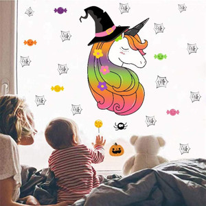 Kiddale Unicorn and Spider Web Wall Stickers,Peel and Stick Wall Decals Halloween Creativity Home Party Decor for Girls